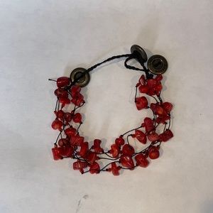 Red bead adjustable bracelet